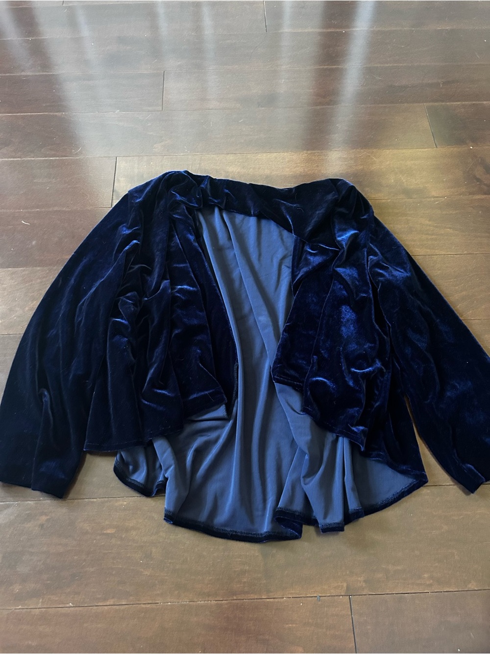 Velvet Open-Front Cardigan - Navy Blue